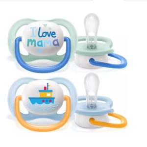 Suzete Ultra Air design text Baieti 0-6luni SCF080/01, 2 bucati, Philips Avent