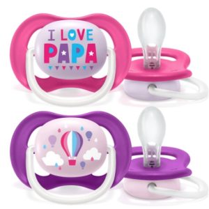 Suzete Ultra Air Design Text fete, 6-18luni, SCF080/04, 2 bucati, Philips Avent