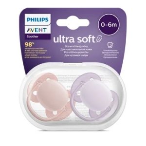 Suzete Ultra Soft Roz/Mov, 0-6luni, 2 bucati, SCF091/31, Avent