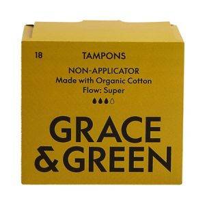Tampoane din bumbac organic Super, 18 bucati, Grace & Green