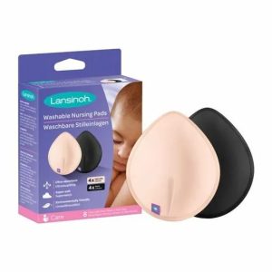 Tampoane refolosibile pentru sani, negru si roz, 8 bucati, Lansinoh