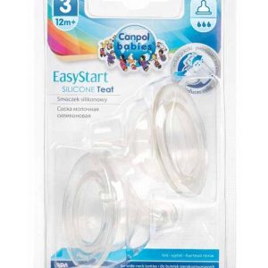Tetina din silicon cu flux mare pentru biberon cu gât larg EasyStart 12 luni+, 2 bucăți, Canpol babies