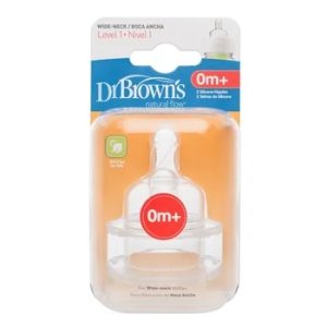 Tetina din silicon cu gat larg, nivel 1, 0luni+, 352, 2 bucati, Dr. Browns