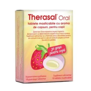 Therasal Oral cu aroma de capsuni, 18 comprimate masticabile, Vedra