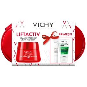 Trusa Crema de zi Liftactiv Collagen Specialist 16, 50 ml + Fluid cu SPF 50+ Capital Soleil, 15 ml + Sampon anti-matreata Dercos, 50 ml, Vichy