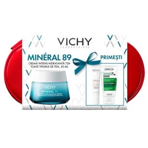 Trusă VICHY Crema Mineral 89, 50ml + Fluid SPF50+ Capital Soleil, 15ml + Sampon anti-matreata Dercos, 50ml