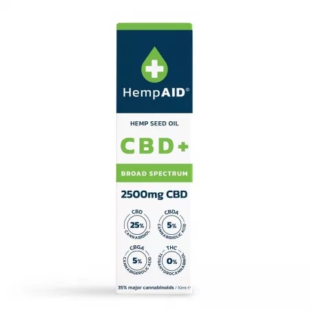 Ulei de canepa cu 2500 mg CBD, 500 mg CBDA, 500 mg CBGA, 10 ml, HempAID