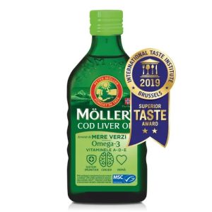 Ulei din ficat de cod cu aroma de mere verzi, 250 ml, Moller's