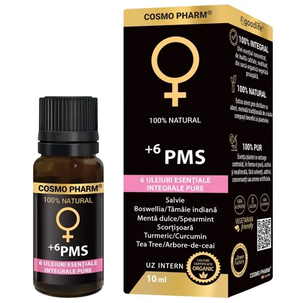 Ulei esential +6 PMS echilibru hormonal, 10ml, Cosmopharm