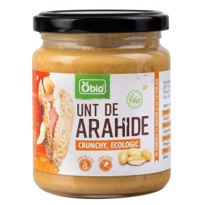 Unt de arahide crunchy bio, 250g, OBio