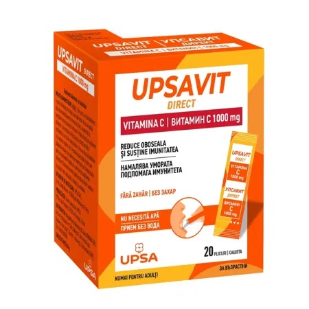 Upsavit Direct Vitamina C 1000mg, 20 plicuri orodispersabile, Upsa