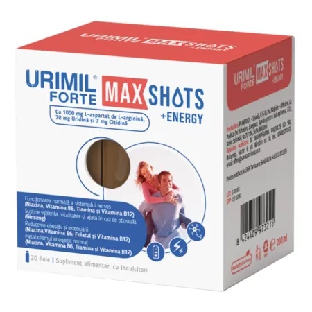Urimil Forte Max Shots +Energy, 20 fiole – Naturpharma