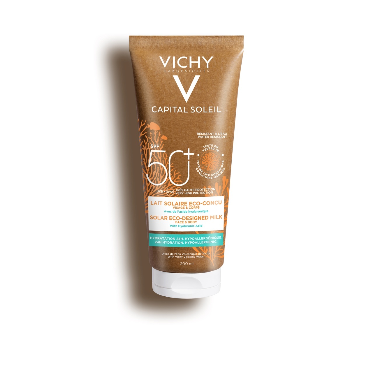 Vichy Capital Soleil Eco-Milk Lapte pentru protectie solara SPF 50+, fata si corp, 200 ml