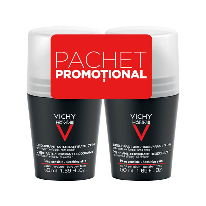 VICHY HOMME Bipack DEO Roll on control extrem eficacitate 72H 2x50ml