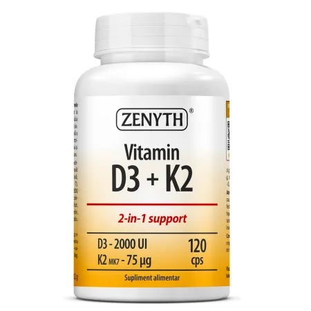 Vitamin D3 + K2, 120 capsule - Zenyth