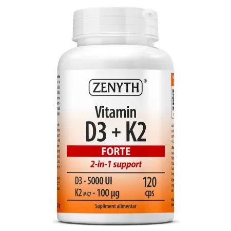 Vitamin D3 + K2 Forte, 120 capsule - Zenyth
