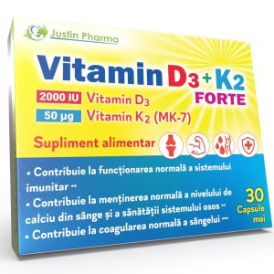 Vitamin D3+K2 Forte, 30 capsule moi, Justin Pharma
