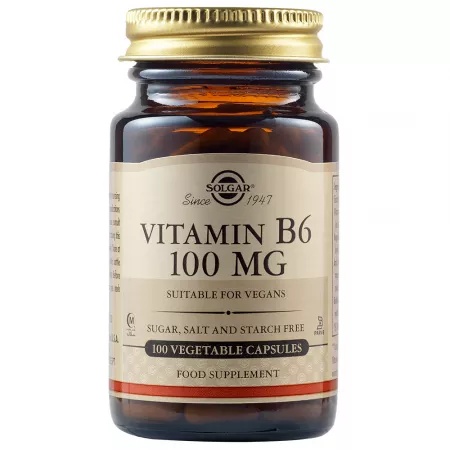 Vitamina B6, 100 mg, 100 capsule vegetale, Solgar