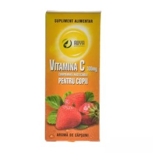 Vitamina C 100mg cu aroma de capsuni pentru copii, 30 comprimate, Adya Green Pharma