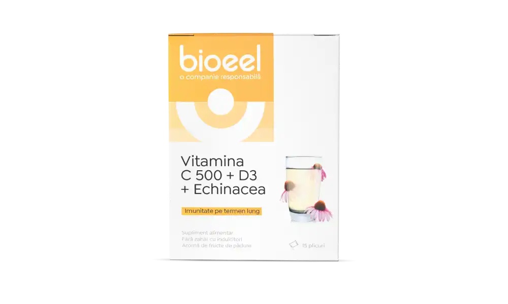 Vitamina C 500 + D3 + Echinacea 15 plicuri , Bioeel