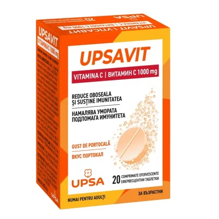 Vitamina C Upsavit 1000 mg, 20 comprimate efervescente, Upsa