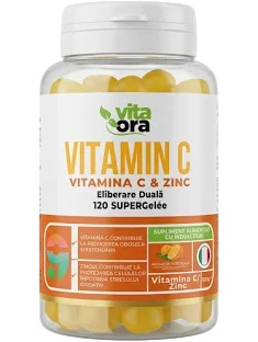Vitamina C+ Zinc, Imunitate și energie zilnică, aromă portocale, 120 jeleuri, Vita Ora