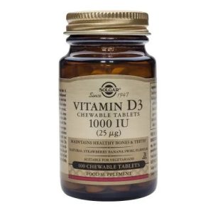 Vitamina D3 1000 UI, 100 tablete masticabile, Solgar