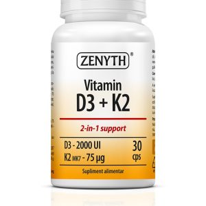 Vitamina D3 2000UI +Vitamina K2 75mcg, 30 capsule, Zenyth