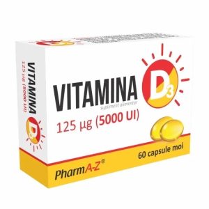 Vitamina D3 5000UI, 60 capsule moi, PharmA-Z
