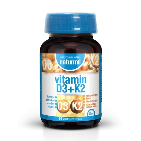Vitamina D3 + K2, 60 tablete, Naturmil