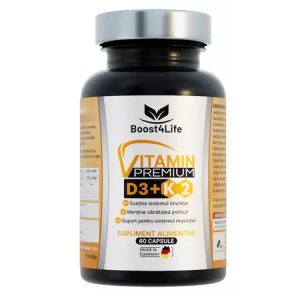 Vitamina D3+K2 Premium (2000 UI), MGCaps®, 60 capsule vegetale, Boost4Life