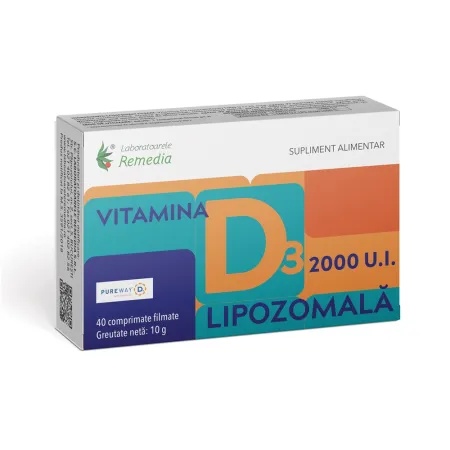 Vitamina D3 Lipozomala 2000 UI, 40 comprimate filmate – Remedia