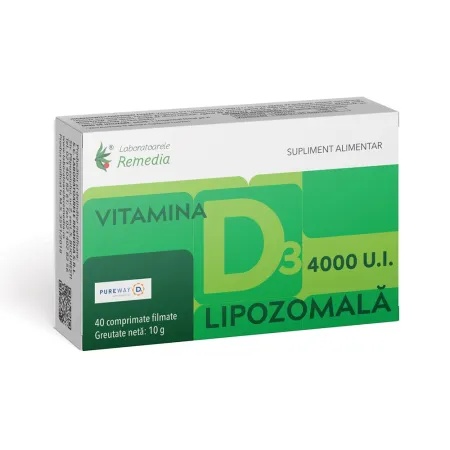 Vitamina D3 Lipozomala 4000 UI, 40 comprimate filmate – Remedia