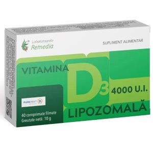 Vitamina D3 4000UI Lipozomala, 40 comprimate, Remedia