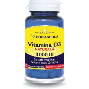 Vitamina D3 naturala 3000UI, 30cps, Herbagetica