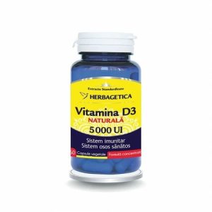 Vitamina D3 naturala 5000 UI, 60 capsule, Herbagetica