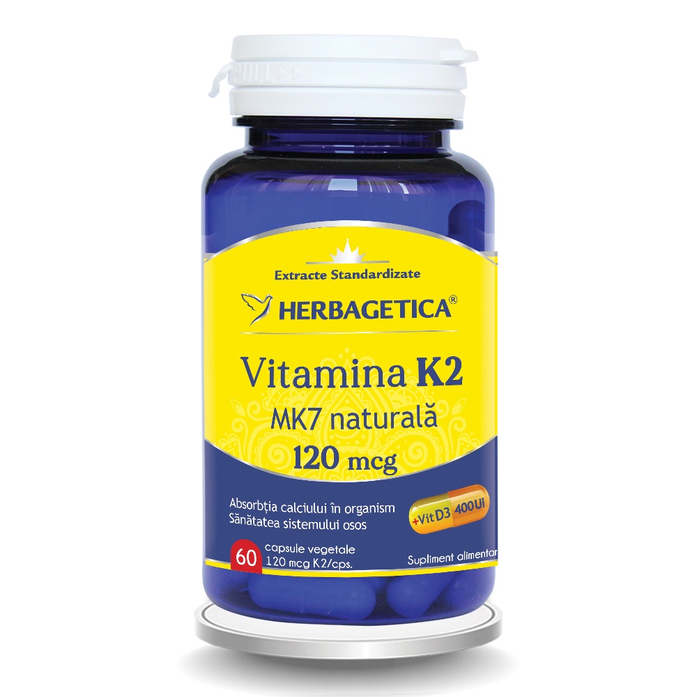 Vitamina K2 naturala 120mcg, 60 capsule, Herbagetica