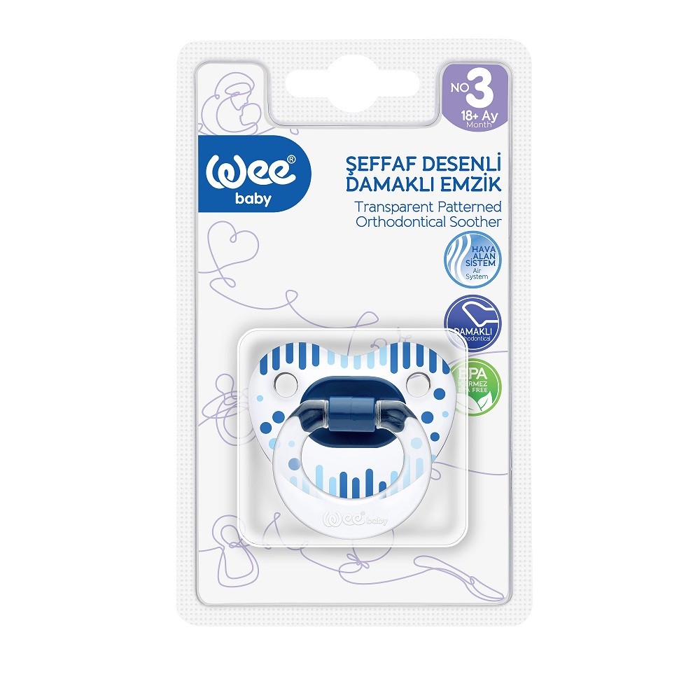 WEE BABY Suzeta silicon ortodontica transparenta cu desen nr.3 - 838