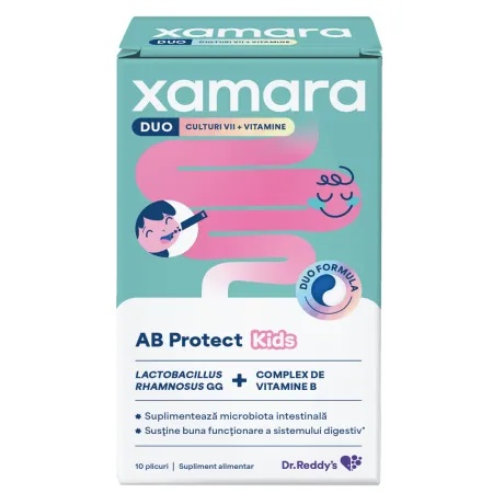 Xamara Duo AB Protect Kids cu aroma de fructe de padure, 10 plicuri, Dr. Reddys