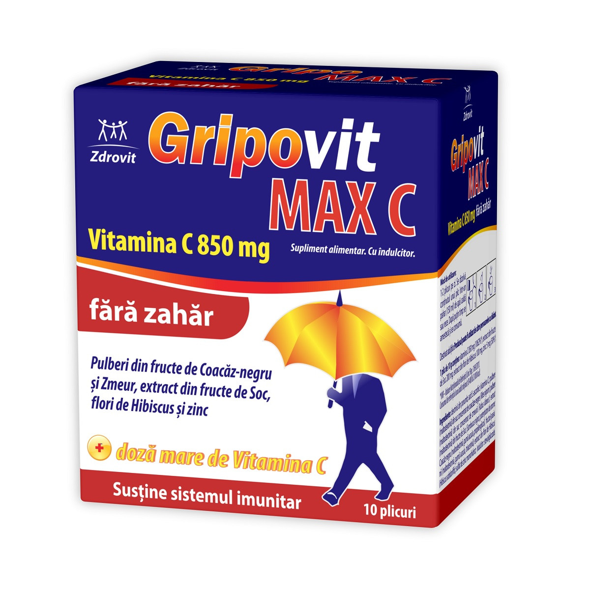 Zdrovit Gripovit Max C fara zahar x 10pl