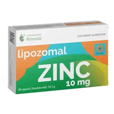 Zinc Lipozomal 10 mg, 30 capsule – Laboratoarele Remedia