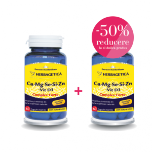 Ca+Mg+Se+Si+Zn cu Vit D3 Complex Forte 60+60