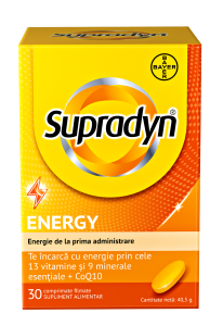 Supradyn Energy Multivitamine Complex de Vitamina B - Coenzima Q10 - 13 Vitamine – Boost de energie 30 comprimate filmate