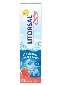 Zdrovit Litorsal Junior Electroliti pentru copii 3+ ani cu aroma de zmeura 20 comprimate efervescente