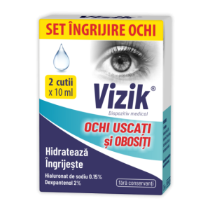 Zdrovit vizik picaturi ochi uscati si obositi 2 flacoane X 10ml 1 set pach.